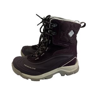 Columbia Bugaboot Plus Winter Boot Techlite OmniHeat Waterproof Burgundy Women 8